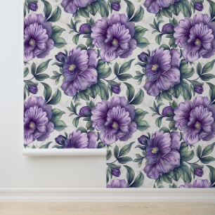 Damask luxury texture of purple viola blossom wallpaper