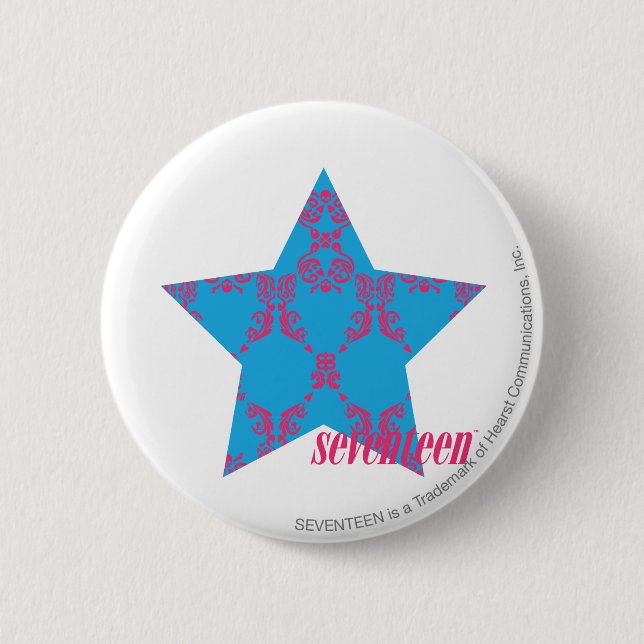 Damask Magenta-Aqua 2 6 Cm Round Badge (Front)