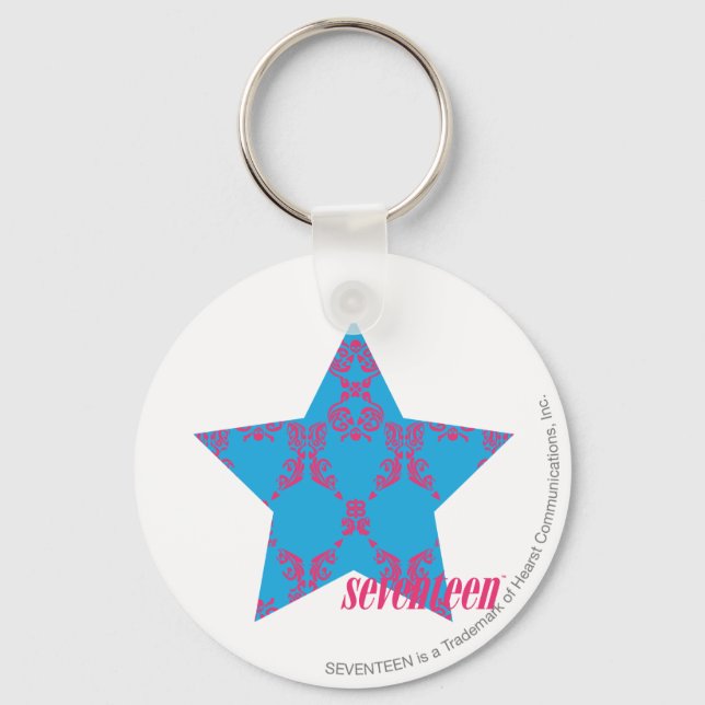 Damask Magenta-Aqua 2 Key Ring (Front)