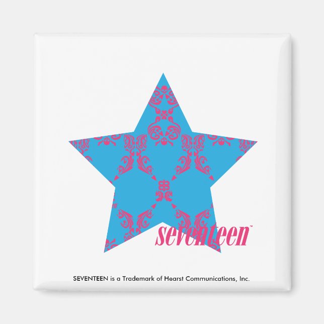 Damask Magenta-Aqua 2 Magnet (Front)