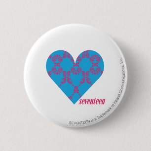 Damask Magenta-Aqua 3 6 Cm Round Badge