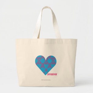 Damask Magenta-Aqua 3 Large Tote Bag