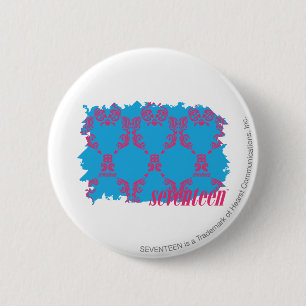 Damask Magenta-Aqua 4 6 Cm Round Badge