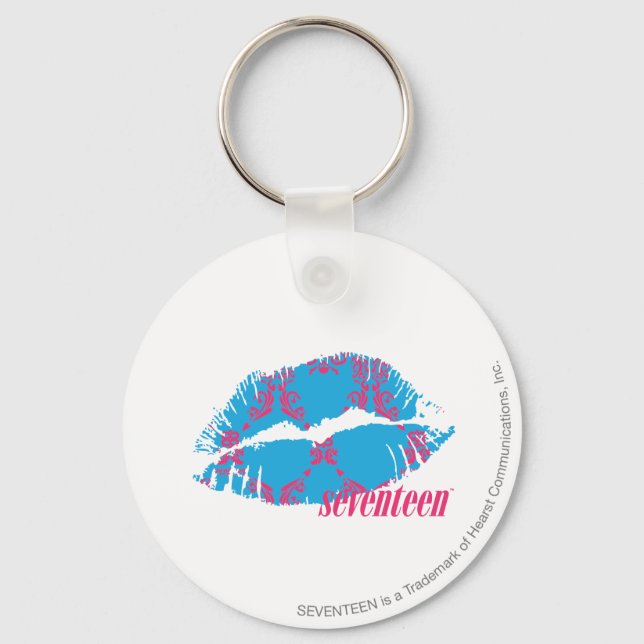 Damask Magenta-Aqua Key Ring (Front)
