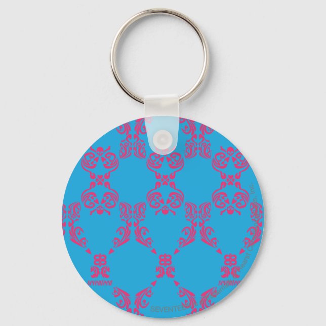 Damask Magenta-Aqua Key Ring (Front)