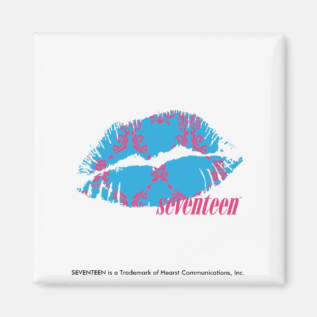 Damask Magenta-Aqua Magnet (Front)