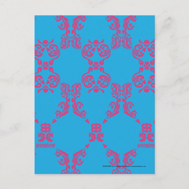 Damask Magenta-Aqua Postcard (Front)