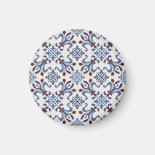 Damask Majolica Pottery Tile Design Magnet