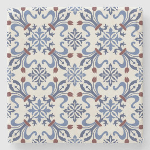 Damask Majolica Pottery Tile Design Stone Coaster
