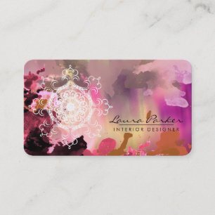Damask Mandala Abstract Watercolor Artist Vintage Business Card