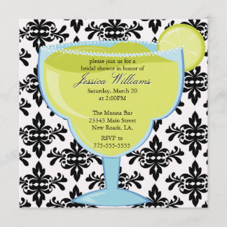 Damask Margarita Bridal Shower Invitation