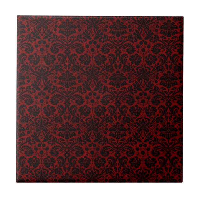 Damask Maroon Black Tile (Front)