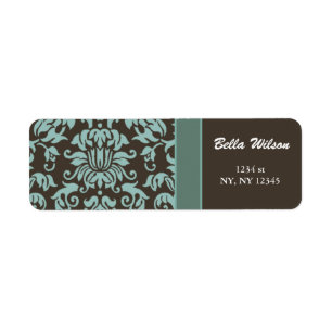 damask mocha address label
