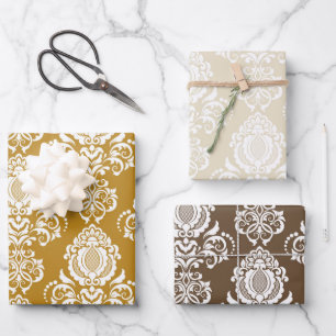 Damask Modern Colour Pattern Wrapping Paper Sheet