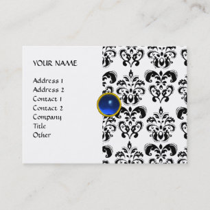 DAMASK MON RUBY bright blue grey gold Business Card