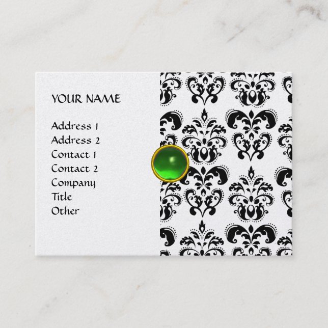 DAMASK MON RUBY bright green grey gold platinum Business Card (Front)