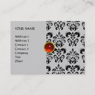 DAMASK MON RUBY bright red violet grey gold Business Card