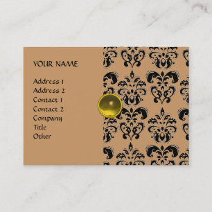 DAMASK MON RUBY bright yellow grey gold Business Card