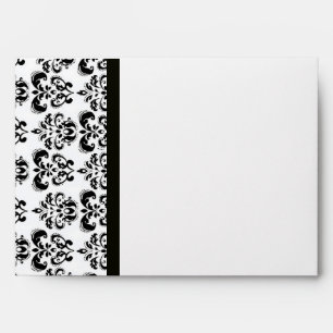 DAMASK MONOGRAM ,black white blue sapphire Envelopes