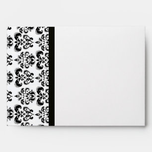 DAMASK MONOGRAM ,black white grey agate Envelopes
