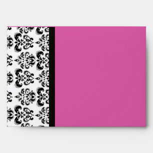 DAMASK MONOGRAM black white pink purple amethyst Envelope