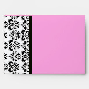 DAMASK MONOGRAM black white pink purple amethyst Envelopes