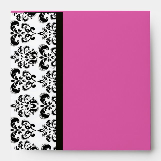 DAMASK  MONOGRAM ,black white  purple amethyst Envelope (Front)