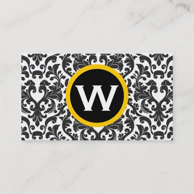 Damask Monogram Business Card (Front)