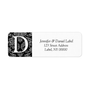 Damask Monogram D Return Address Labels