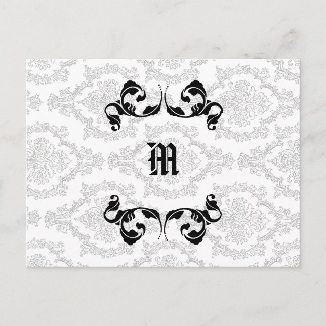 Damask Monogram Design Postcard (Front)