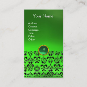 DAMASK MONOGRAM gem green Business Card