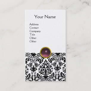 DAMASK MONOGRAM gem purple light pearl Business Card
