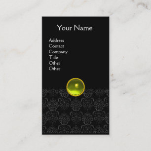 DAMASK MONOGRAM gem yellow white black Business Card