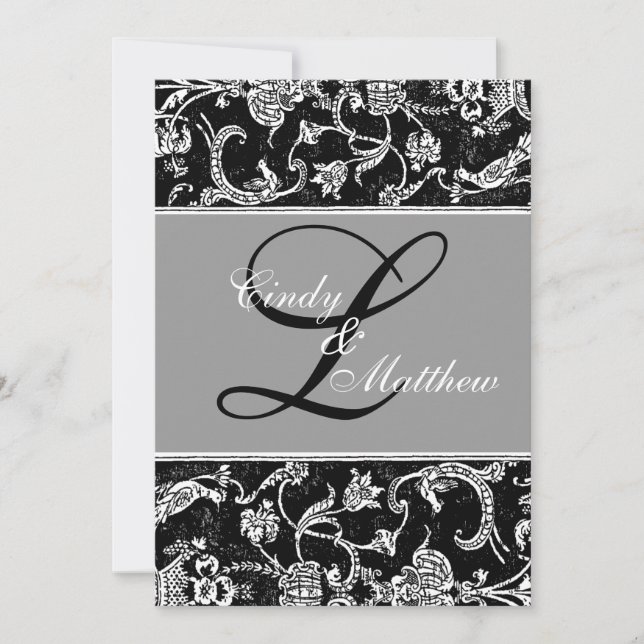Damask Monogram Invitation (Front)