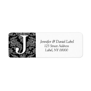 Damask Monogram J Return Address Labels