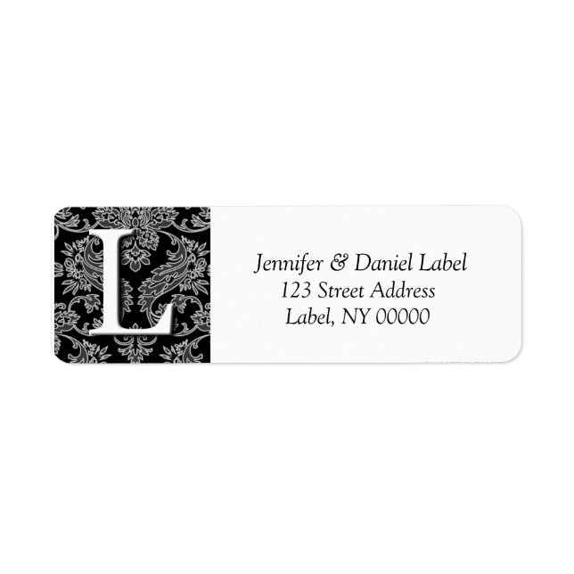 Damask Monogram K Return Address Labels (Front)