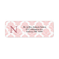 Damask Monogram Pastel Pink Return Address