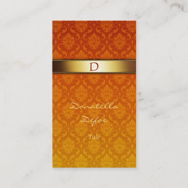Damask Monogram Professional Business Card (Front)
