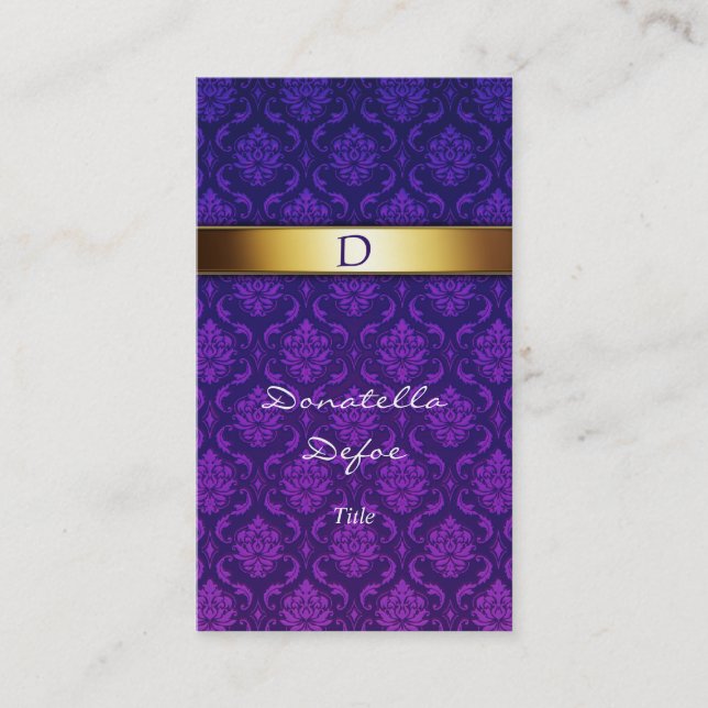 Damask Monogram Professional Business Card (Front)