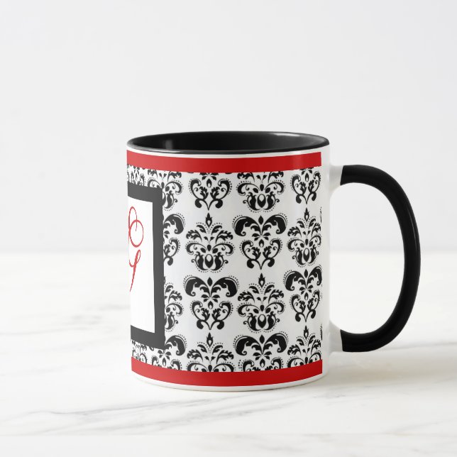 DAMASK MONOGRAM, red Mug (Right)