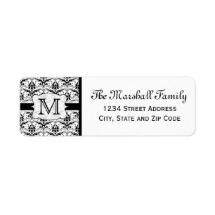 Damask Monogram Return Address Labels