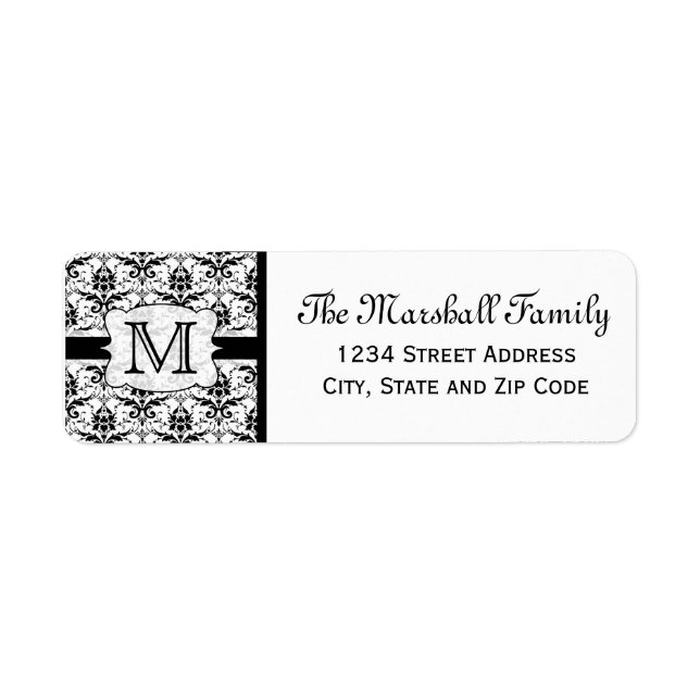 Damask Monogram Return Address Labels (Front)