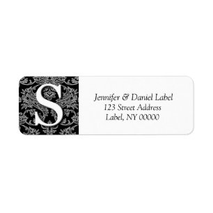 Damask Monogram S  Address Labels Printed