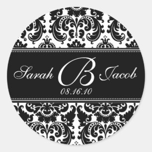 Damask Monogram Sticker- Customise it! Classic Round Sticker