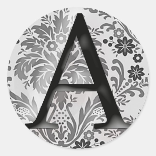 Damask Monogram Sticker - Initial A (Front)