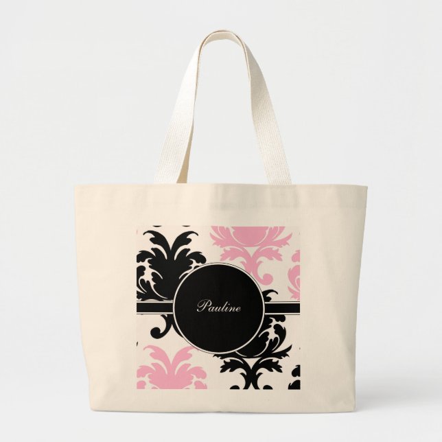 Damask Monogram Tote Bag (Front)