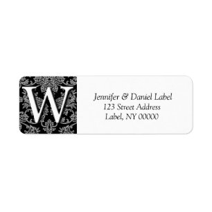 Damask Monogram W Return Address Labels
