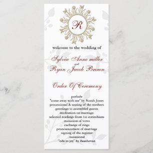 Damask MONOGRAM Wedding program Programme