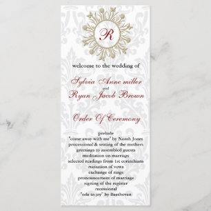 Damask MONOGRAM Wedding program Programme