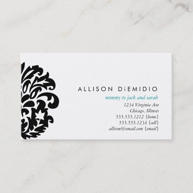 damask mummy cards business card (Front)